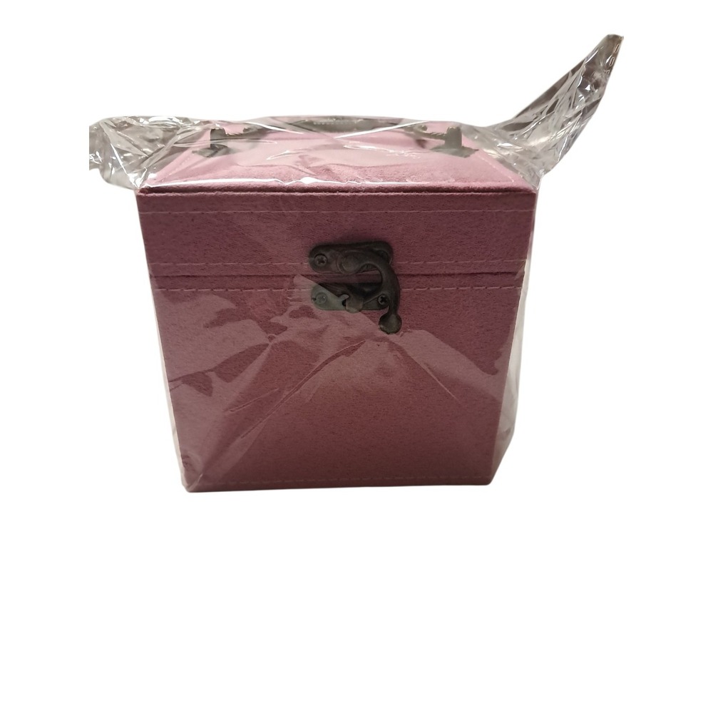 Jewelry box, 3 trays with mirror, pink or purple